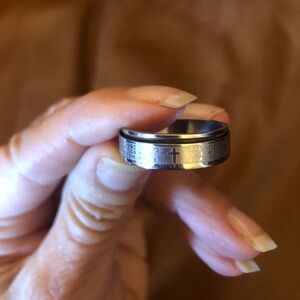 Silver Lord’s Prayer in Portuguese Fidget Spinning Band Ring